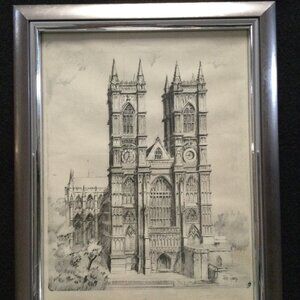 vintage Westminster Abbey signed lithography Print by John Gray